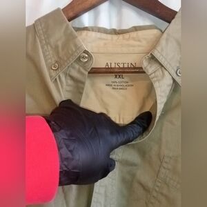 Austin 100% Cotton Men's Casual Button-Down Shirt Khaki - XXL Tan Beige Country